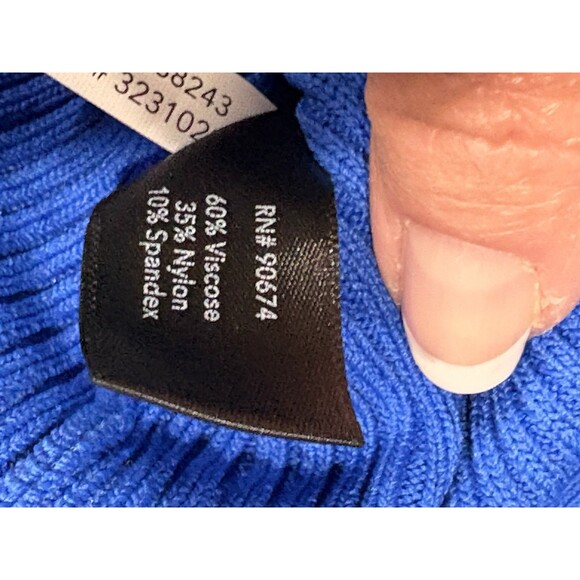 Boston Proper Sweater. Boho, Cottagecore Knit Royal Blue Small Sweetheart Neck - Picture 9 of 14